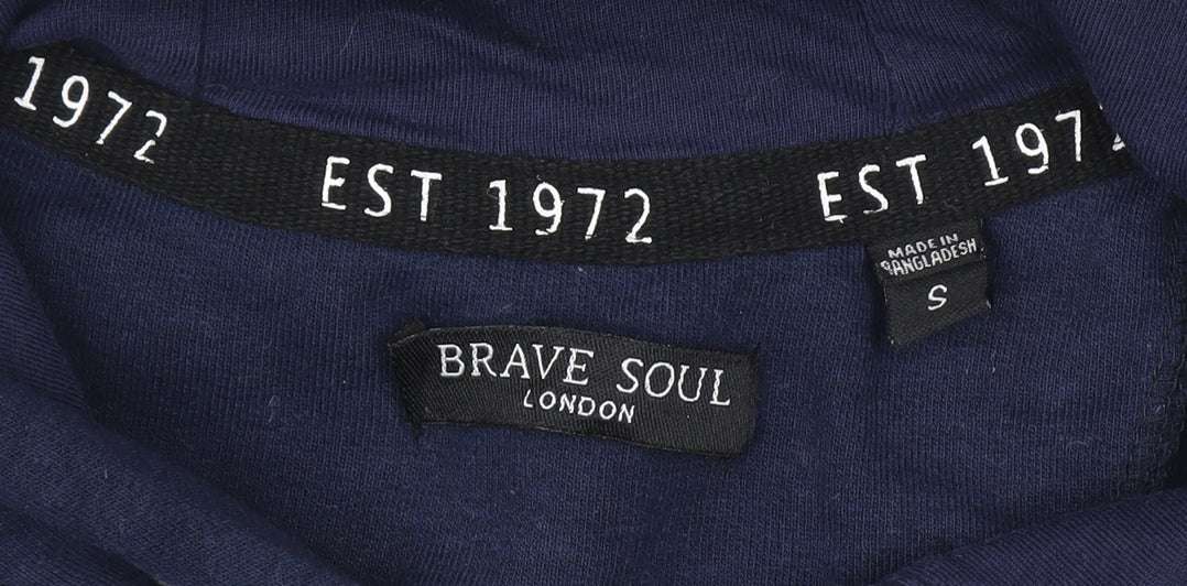 Brave Soul Men's Blue Grey Full Zip Hoodie Size S