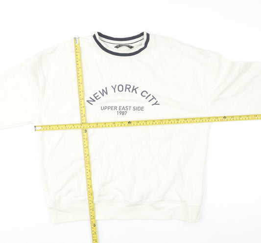 Dunnes Men Ivory Crew Neck Pullover Sweatshirt Size S New York City Print