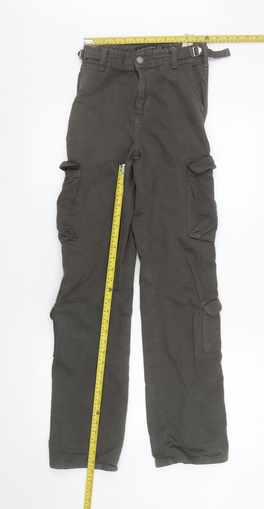 Womens UK Size 4 Stradivarius Regular Fit Cargo Green Trousers