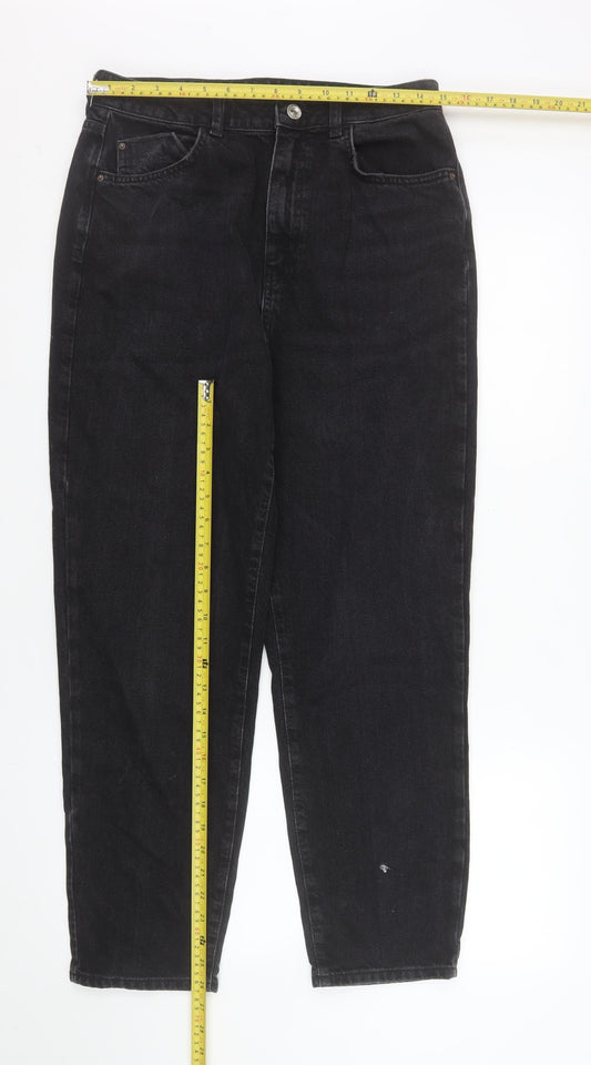 Womens UK Size 12 Zara Regular Fit Mom Black Jeans