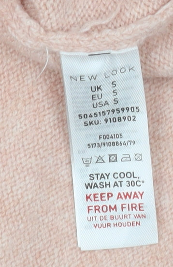 New Look Women Pink Embroidered Mock Neck Pullover Jumper Size S