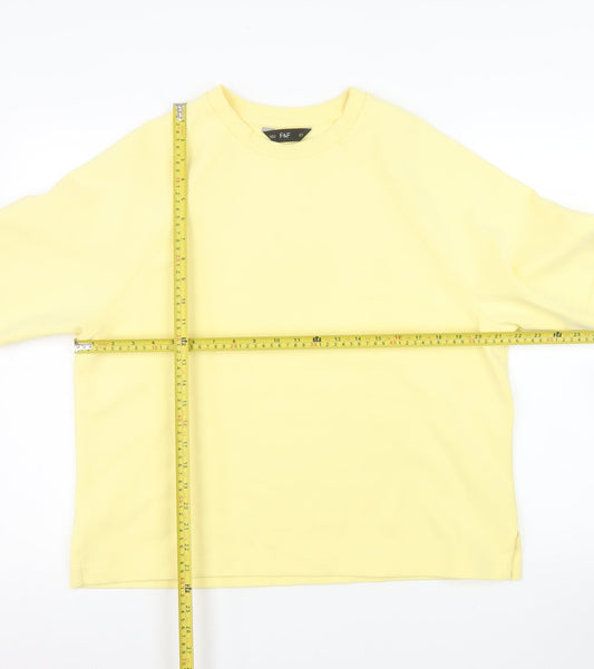 F&F Women Yellow Crew Neck 3/4 Sleeve Cotton Blend T-Shirt Size M