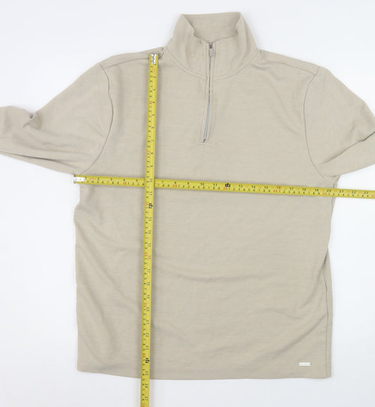 Mens UK Size M River Island Beige Henley Sweatshirt
