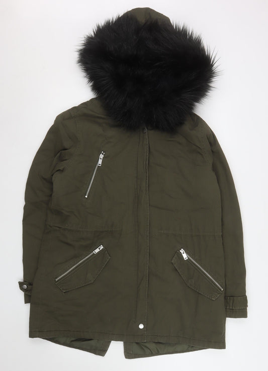 Womens UK Size 14 New Look Green Parka Coat