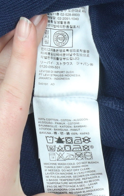 Levi's Men's Blue Pullover Hoodie Small Logo Cotton Sweatshirt