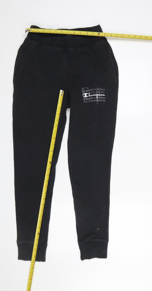 Mens UK Size S Champion Regular Fit Jogger Black Trousers