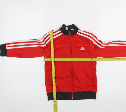 Adidas Boys Red Full Zip Sweatshirt 6-7 Years Sports Jacket