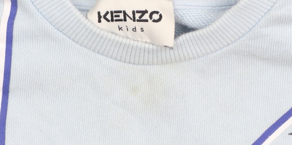 Additional view of Kenzo Kids girls’ blue jungle animal print sweatshirt 2 years