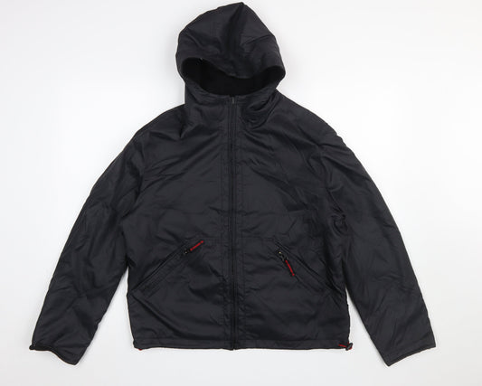 Next Women’s Black Hooded Puffer Jacket UK 12 Zip Winter Coat