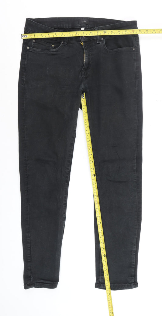 Mens UK Size M River Island Slim Fit Skinny Black Jeans
