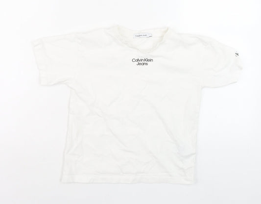 Womens UK Size 6 Calvin Klein Jeans White Basic T-Shirt