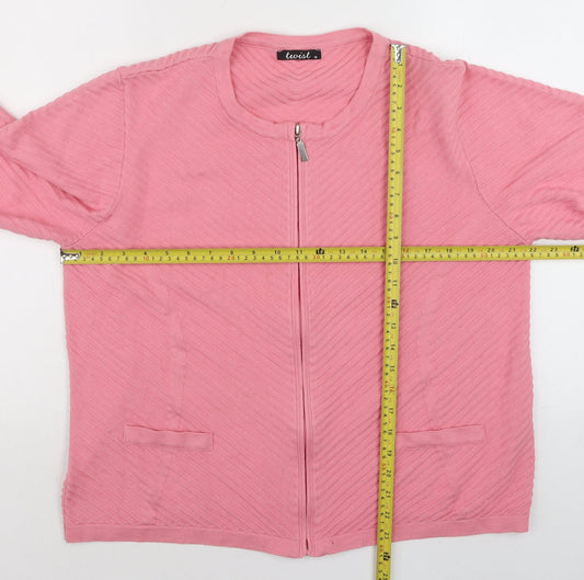 Womens UK Size 18 Twist Pink Full Zip Jumper
