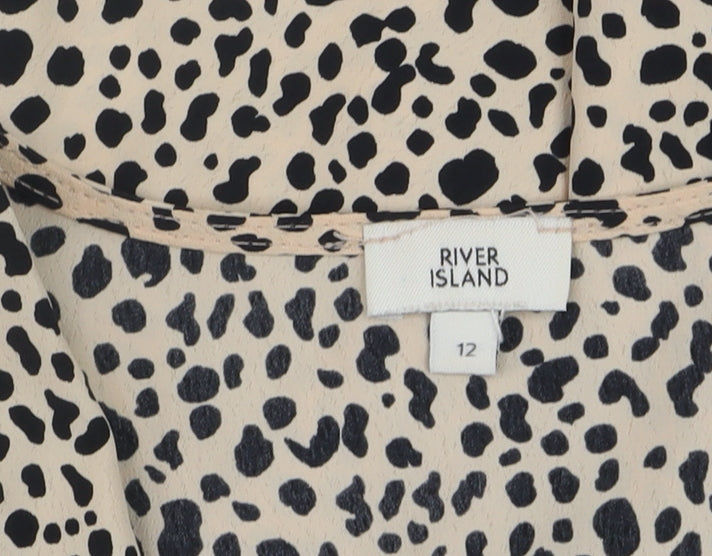 Womens UK Size 12 River Island Beige Wrap Blouse