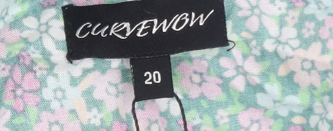 CURVEWOW Women's Multicoloured Floral A-Line Dress Size 20