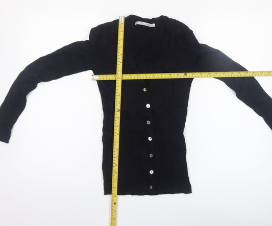 Womens UK Size M Zara Black Cardigan Jumper