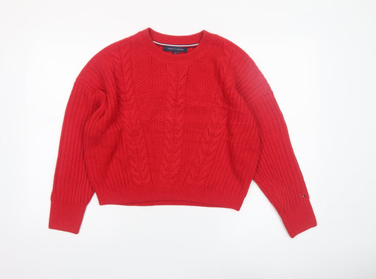 Womens UK Size S Tommy Hilfiger Red Pullover Jumper