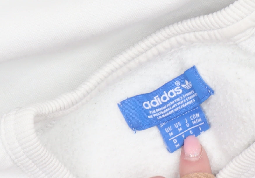 Mens UK Size M adidas White Pullover Sweatshirt