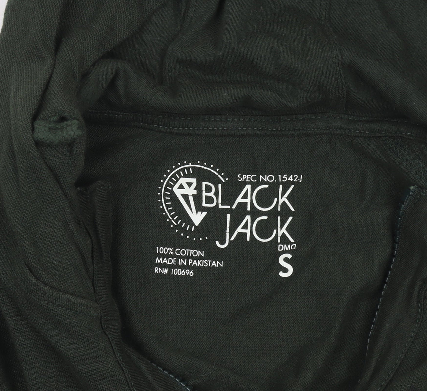 Mens UK Size S Black Jack Green Full Zip Hoodie