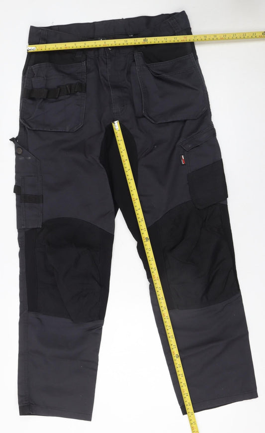 Tuff Stuff Men’s Black Cargo Workwear Trousers 34x30 Regular Fit Durable