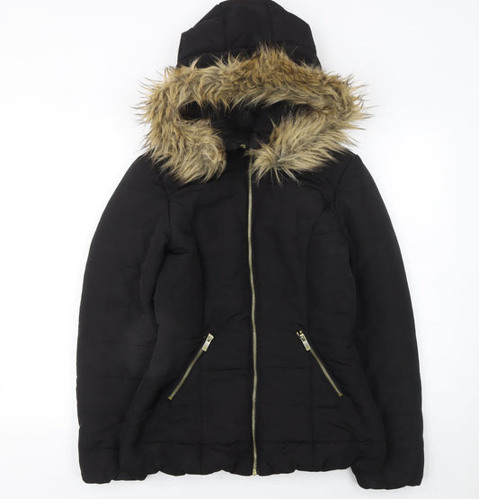 Womens UK Size 8 H&M Black Puffer Jacket