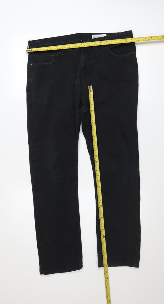 Mens UK Size M Denim Co. Regular Fit Straight Black Jeans