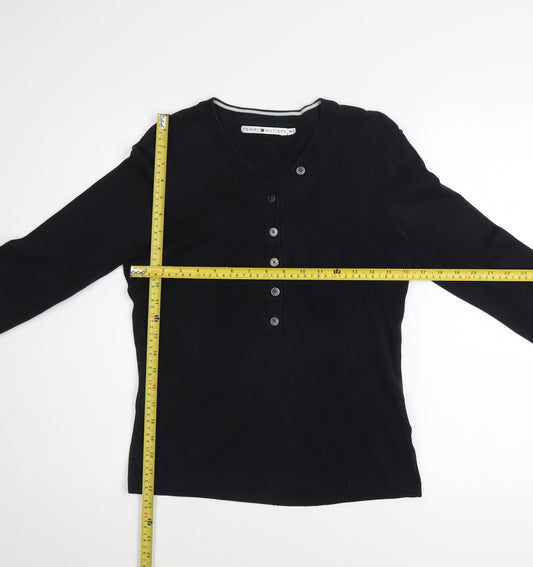 Womens UK Size M Tommy Hilfiger Black Henley Jumper