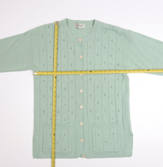 Womens UK Size L Akal Collection Green Cardigan Jumper
