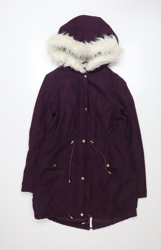 Womens UK Size 10 Dorothy Perkins Purple Parka Coat