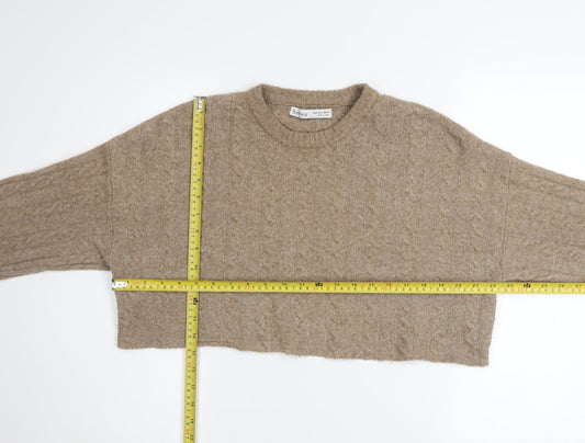 Womens UK Size 12 Bershka Beige Pullover Jumper