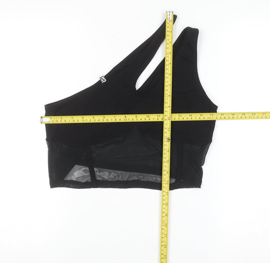 ASOS Women Black One Shoulder Mesh Camisole Top Size 16