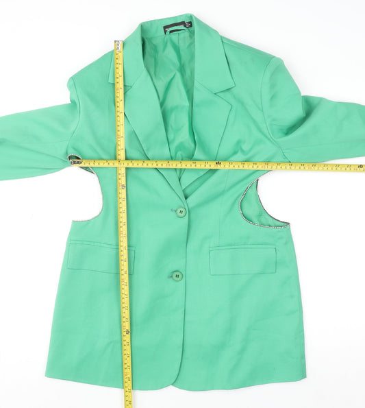 PrettyLittleThing Women’s Green Blazer Size 8 Lined Single-Breasted Jacket