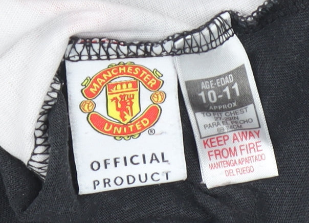 Boys UK Size 10-11 Years Manchester United Black Basic T-Shirt