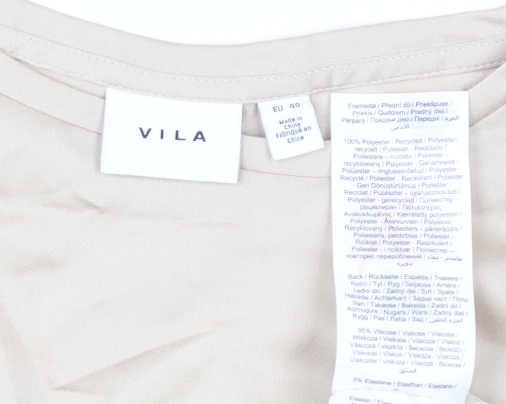 Womens UK Size 12 VILA Beige Basic Blouse