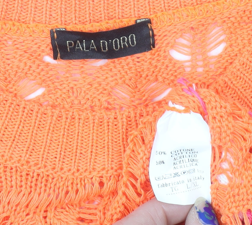 Womens UK Size L Pala D’oro Orange Pullover Jumper