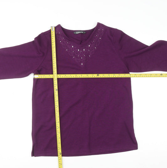 Womens UK Size S Bonmarché Purple Basic T-Shirt