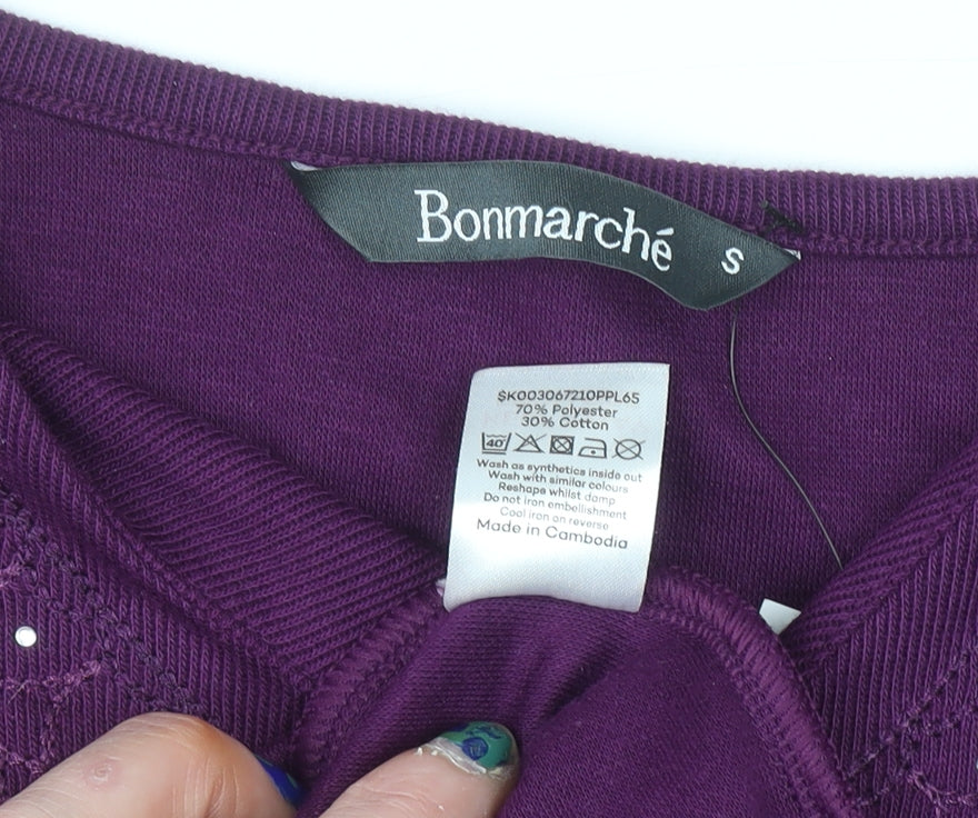 Womens UK Size S Bonmarché Purple Basic T-Shirt