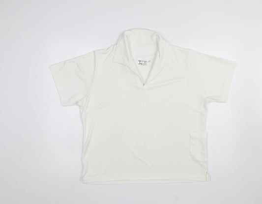Womens UK Size L Thomas Taylor White Basic Polo