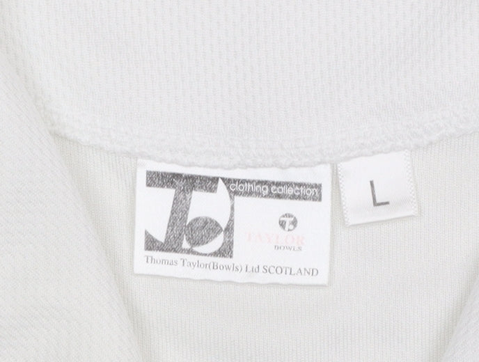 Womens UK Size L Thomas Taylor White Basic Polo