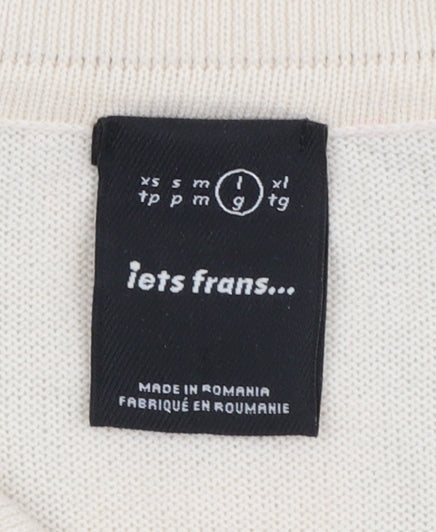 Mens UK Size L iets frans... Beige Full Zip Jumper