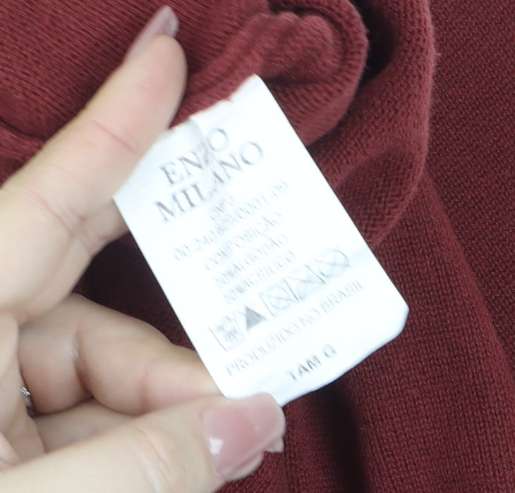 Mens UK Size L Enzo Milano Red Pullover Jumper