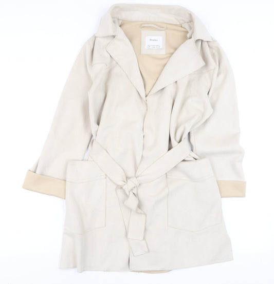 Womens UK Size 12 Bershka Beige Trench Coat