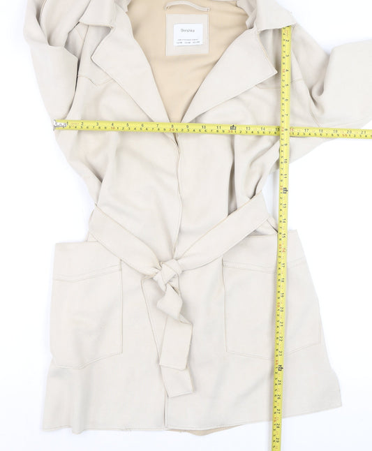 Womens UK Size 12 Bershka Beige Trench Coat