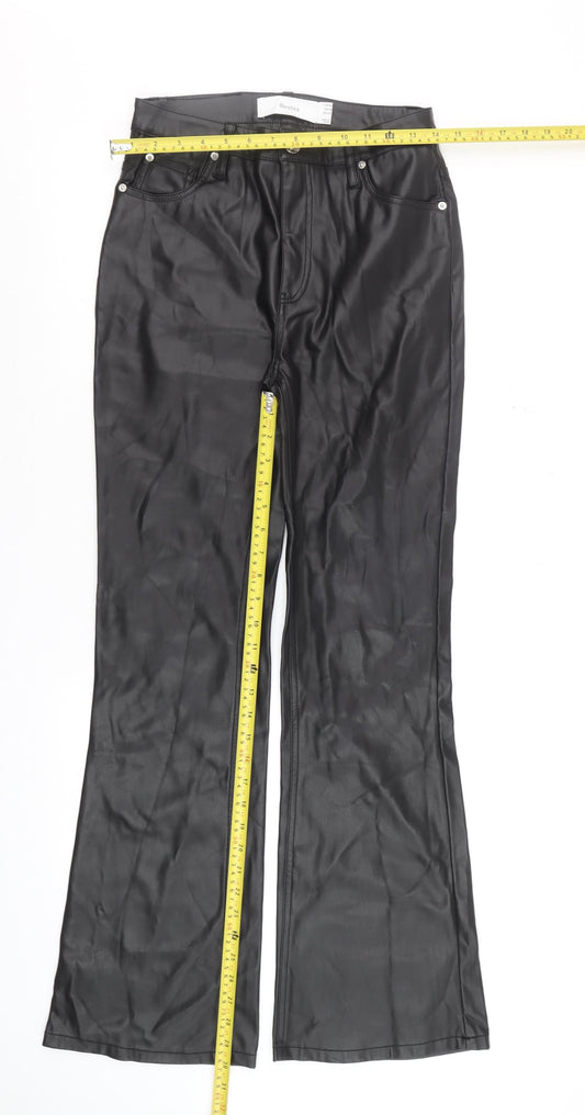 Womens UK Size 12 Bershka Slim Fit Casual Party/Cocktail Night Out Black Trouser