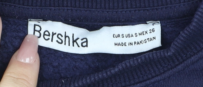 Mens UK Size S Bershka Blue Pullover Sweatshirt