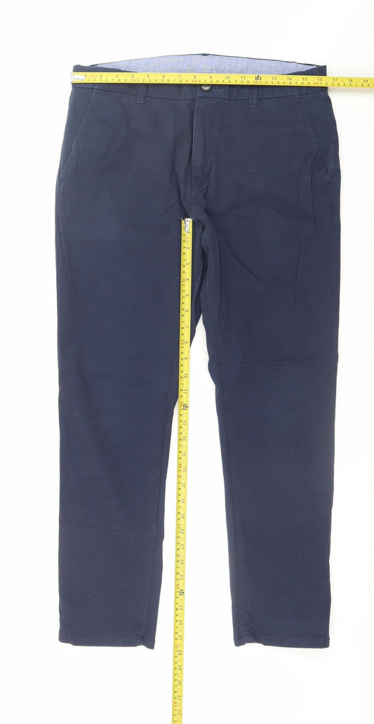 Next Men's Navy Skinny Fit Chino Trousers 34W 29L Cotton Blend