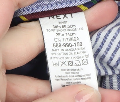 Next Men's Navy Skinny Fit Chino Trousers 34W 29L Cotton Blend