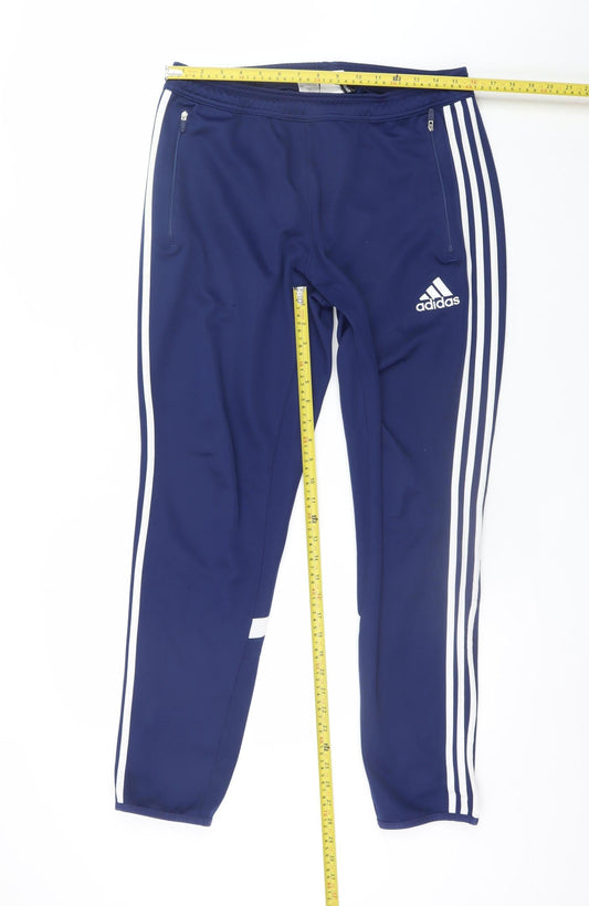 Adidas Men's Blue Tapered Jogger Trousers Size M
