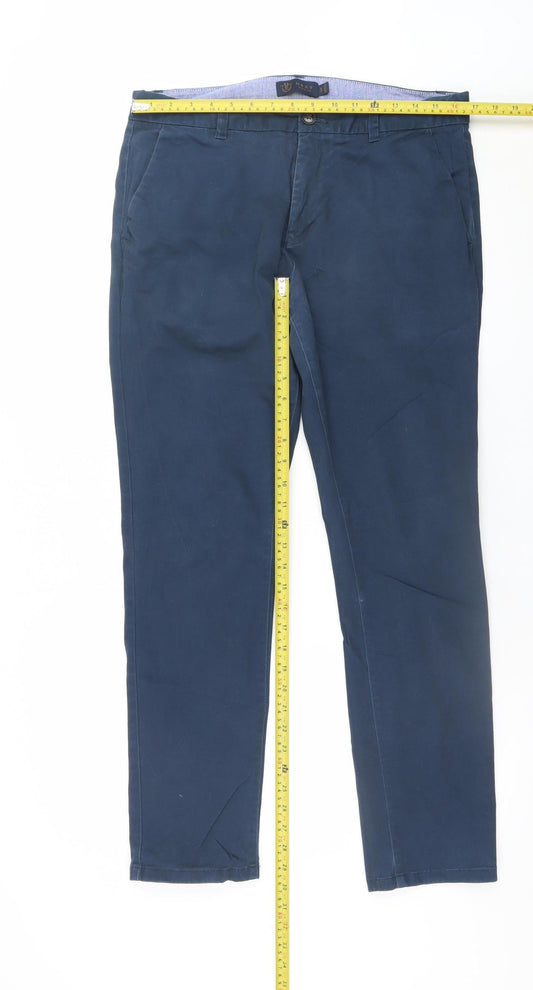Next Men's Blue Skinny Fit Chino Trousers 34R Cotton Blend