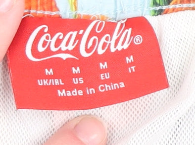 Brand and care label for Coca-Cola Men's Multicoloured Fanta Print Swim Shorts M
