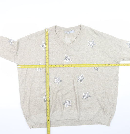 Womens UK Size One Size Haven Beige Pullover Jumper